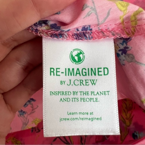 J.Crew Liberty Fabric Pink Cotton Poplin Blouse XS Ruffle Wheat Bouquet Floral - Picture 7 of 8